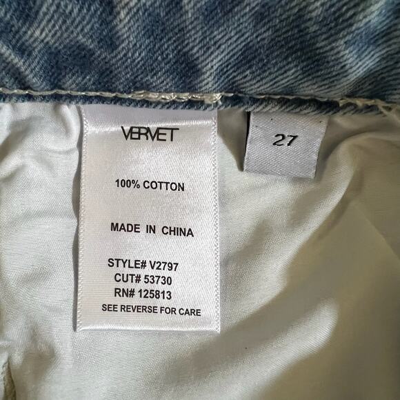 VERVET Norah Crossover Fly Colorblock Jeans 27 High Rise Straight Two Tone NWT - Picture 11 of 12